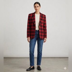 Vintage Pendleton Red and Black Tartan Plaid Virgin Wool Lined Blazer